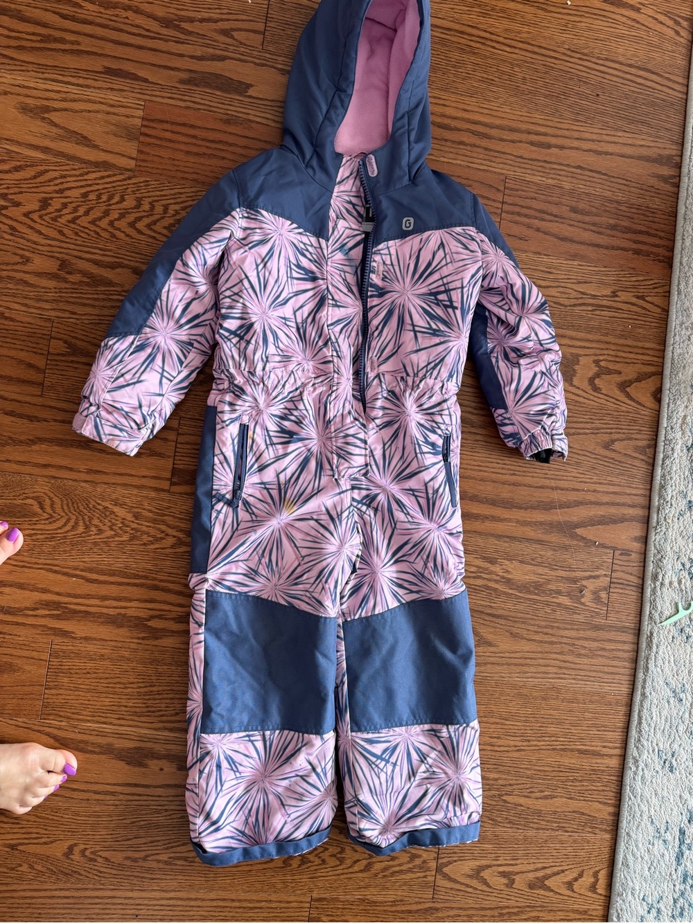 Girls' Pink & Navy Insulated Snowsuit Jacket and Pants